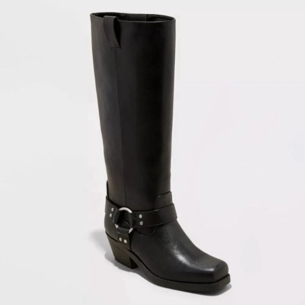 Universal Thread Women's Oakley Harness Boots with Memory Foam Insole Black 6